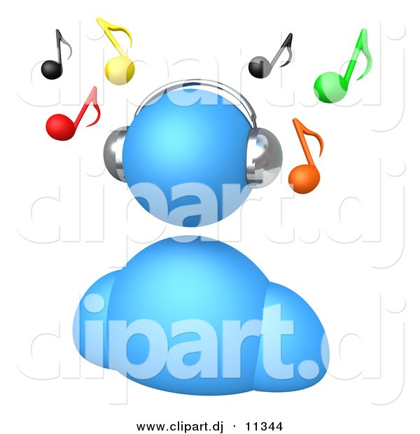 3d-clipart-of-a-blue-avatar-listening-to